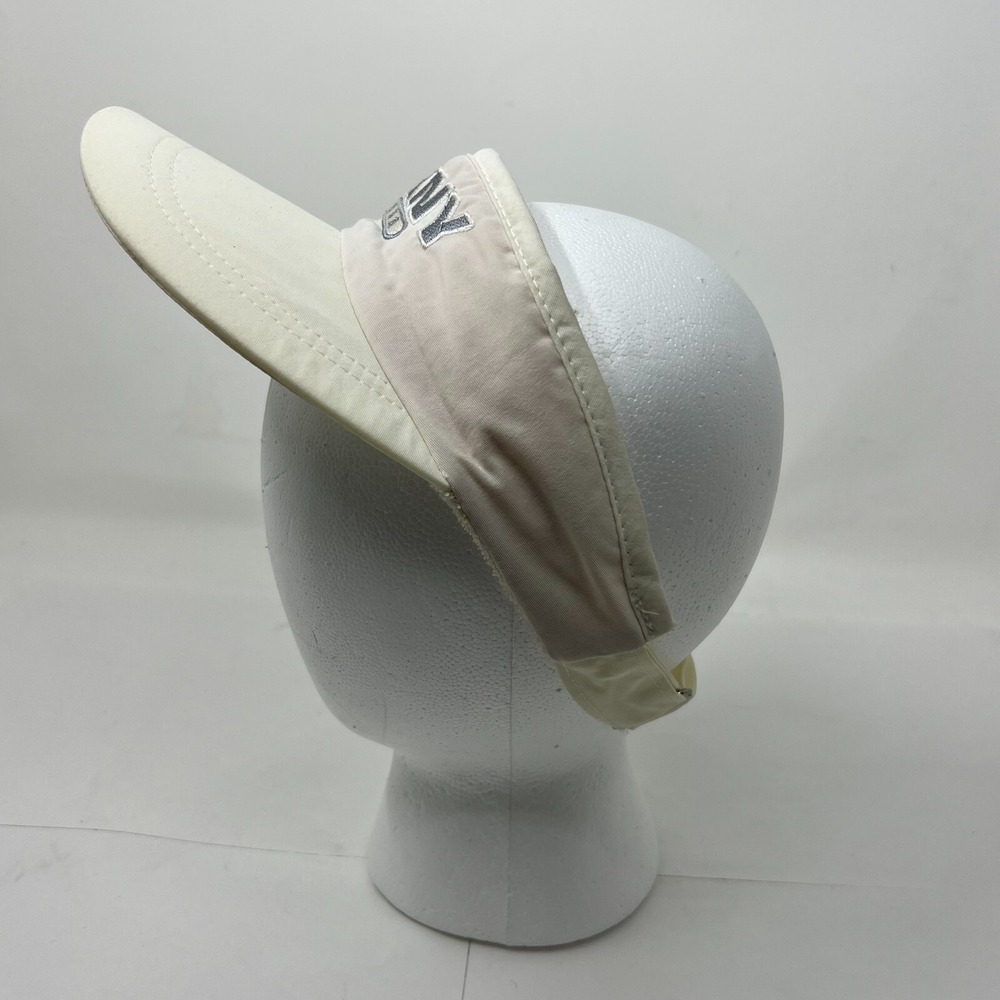 DKNY Visor Women OSFA White Vintage USA Taslan Nylon Embroidered Logo Hat - Picture 3 of 9
